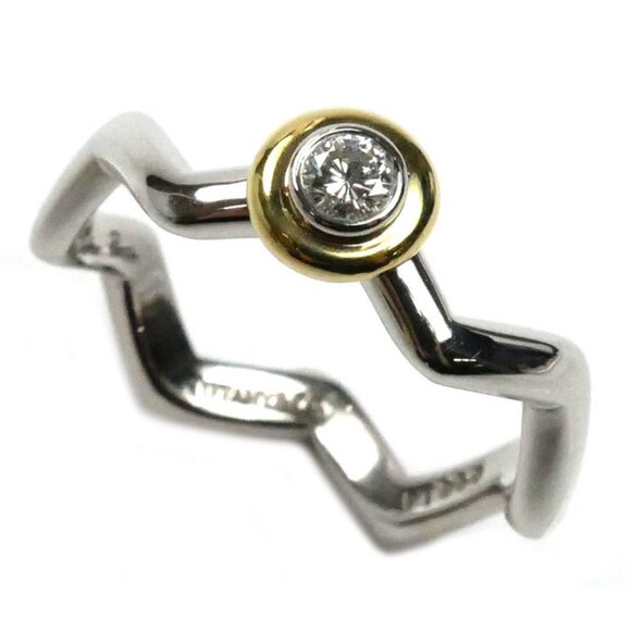 TIFFANY 18k Gold Diamond Ring - Picture 1 of 7